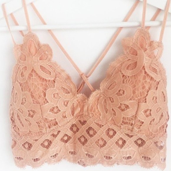 Anemone Other - New Dusty Coral Crochet Lace Bralette